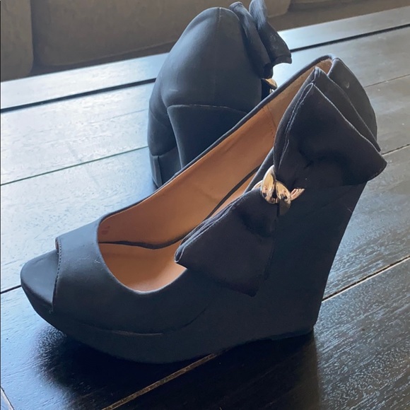 BRAND NEW Black bow wedges 🤍 - Picture 3 of 4